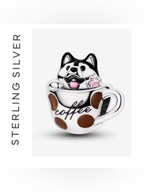 🌟 S925 Sterling Silver Cat Coffee Mug Charm